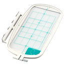 Create extra large designs without repositioning your fabric. Combine several small designs to create a larger design. No need to rehoop. Clear grid notched for accurate placement of embroidery designs. Markings on hoop for easy reference.